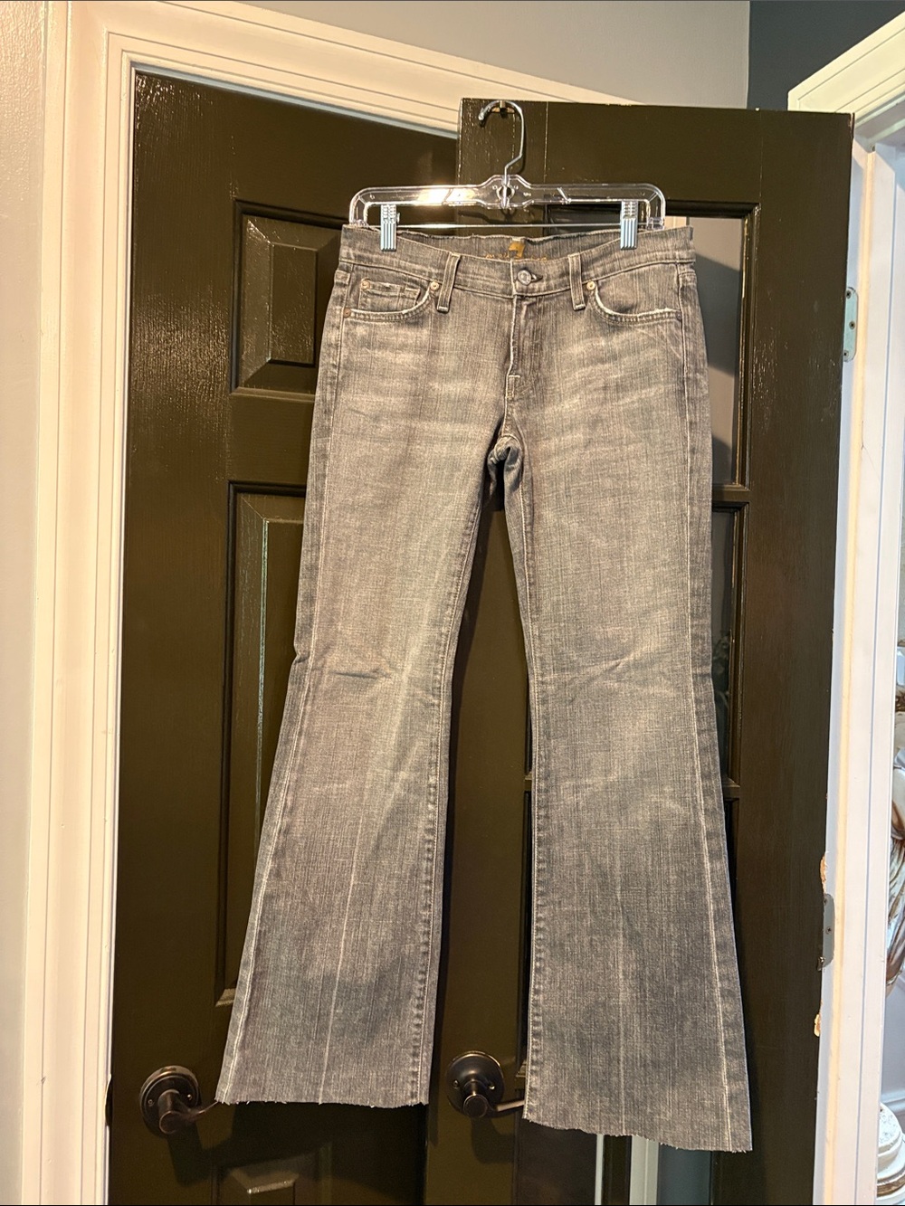 7 For All Mankind Gray Wide-Leg Flare Jeans